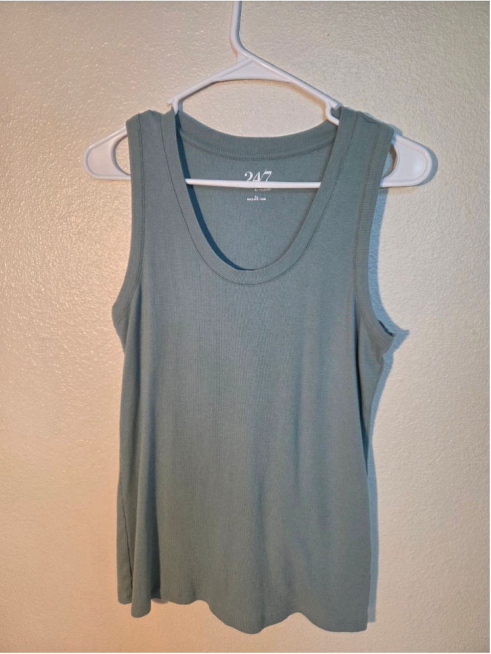 Maurices 24/7 Ribbed Scoop Neck Sleeveless Tank Top Sage Mint Green XL W-256